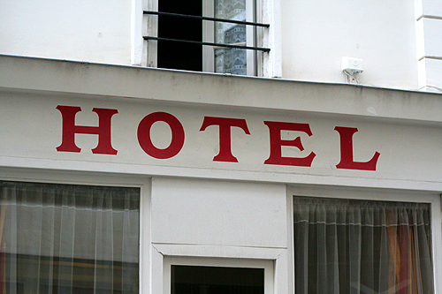 red hotel sign