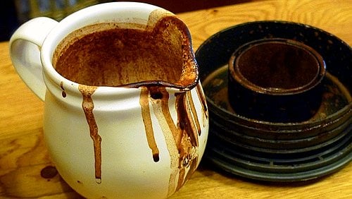 pitcher of hot chocolate