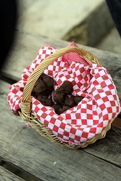 red basket of truffles