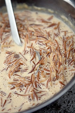 cooked noodle pudding