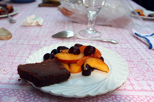 chocolate cake with summer fruits