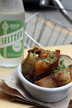potatoes and lemon seltzer