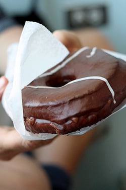 chocolate-covered doughnut