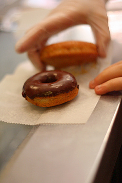 chocolate-glazed doughnut