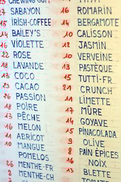 ice cream flavors at Fennochio