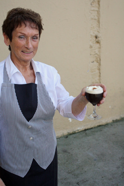 Irish woman with Irish coffee