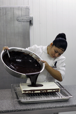 pouring chocolate