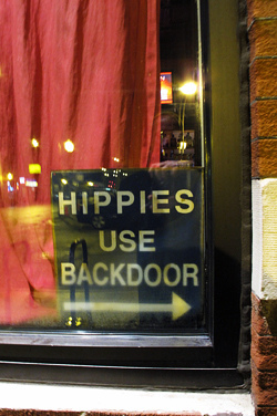 Hippies use back door