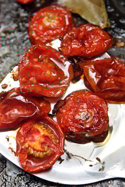 roasted tomatoes for tomato basil pizza