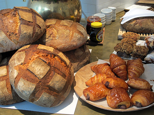 bread, pains au chocolat and croissants