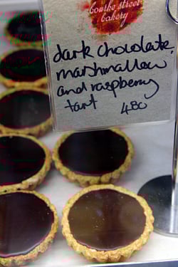 chocolate marshmallow raspberry tart