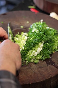 chopping scallions