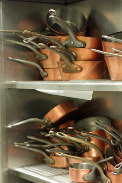 copper pans at Alain Ducasse