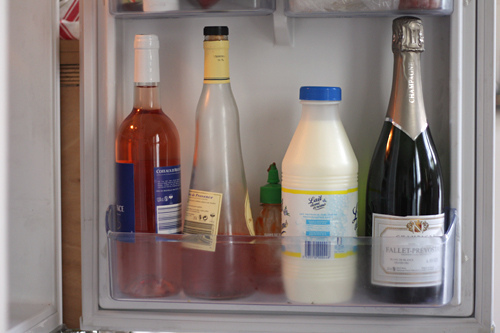 wine, milk, sriracha