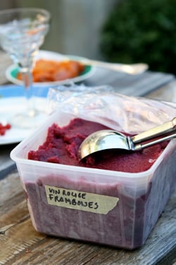 red wine-raspberry sorbet