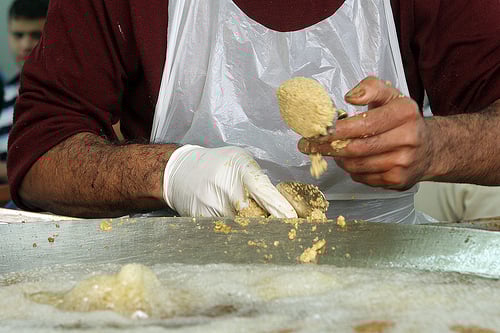 Lebanese falafel making