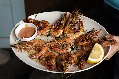 grilled shrimp with cocktail sauce