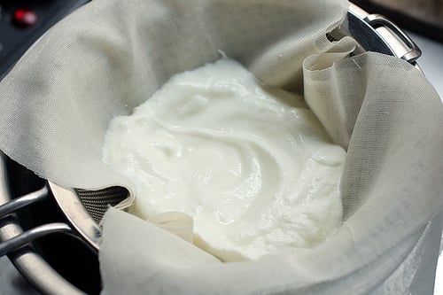 yogurt draining for labneh