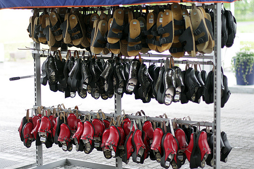 clogs at gas station