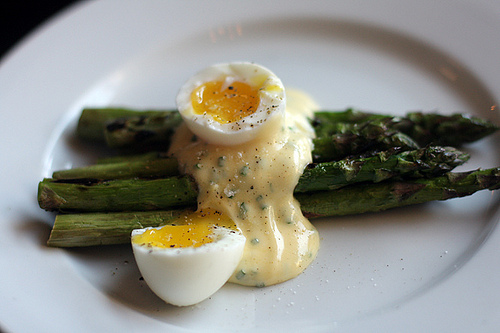 asparagus with pheasant egg