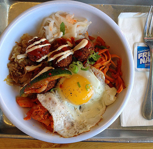 falafel kimchi rice bowl
