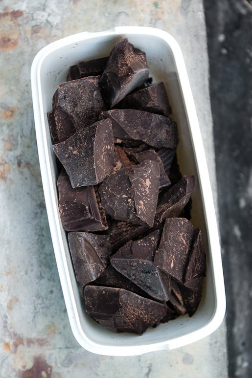 Peppermint stick ice cream with hot grudge sauce