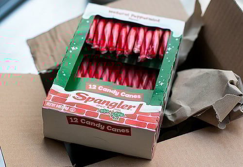 Peppermint stick ice cream with hot grudge sauce