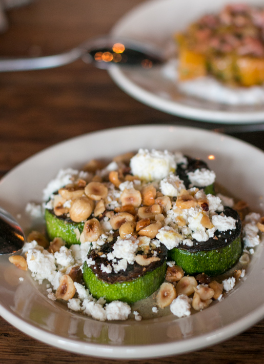 Zahav restaurant zucchini with tahini and hazelnuts