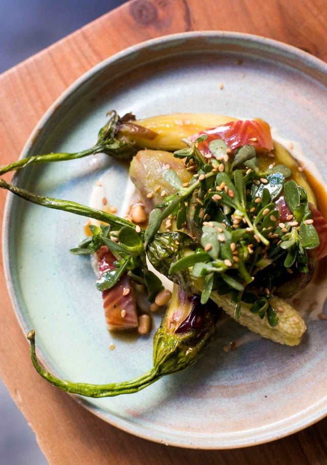 Eggplant and eel at Fulgurances