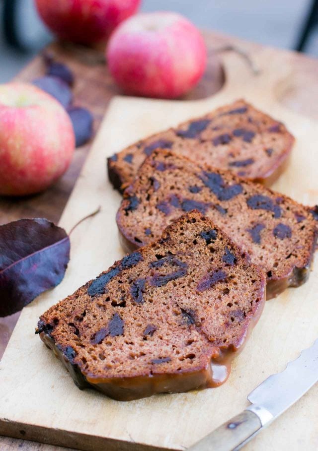 Apple Date Cake with Salted Caramel Glaze