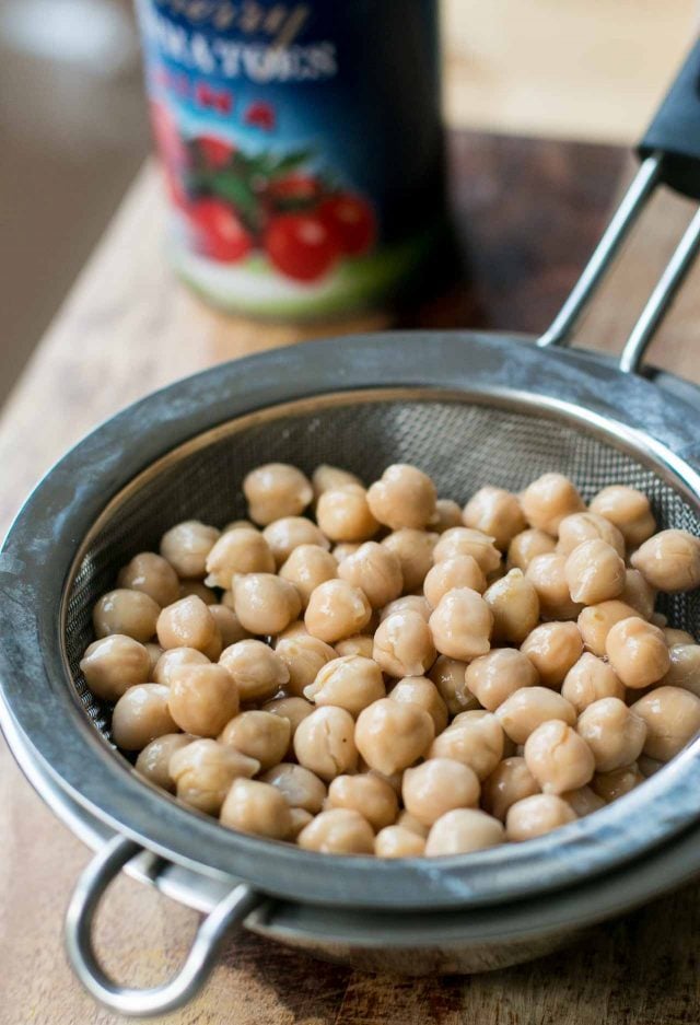 Chickpeas for Hummus recipe with spiced lamb
