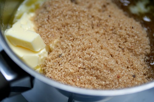 melting sugar and butter